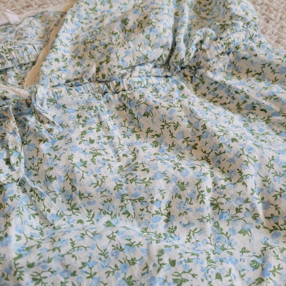 Cotton On Womens 8 Blue Cotton Floral Babydoll Top Lace Cami Tank Cottagecore - Picture 2 of 5